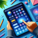 DALL·E 2024 05 18 12.49.28 A tablet screen displaying a Flutter application with a smooth animation showcasing various animated widgets and transitions highlighting the creati