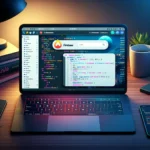 DALL·E 2024 05 18 12.53.24 A laptop screen displaying a Flutter project with Firebase integration showing Firebase console and code snippets highlighting the use of Firebase w
