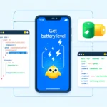 DALL·E 2024 06 05 02.25.22 An example image demonstrating Flutter Method Channels in action. Show a simple mobile app screen with a button labeled Get Battery Level. The app s