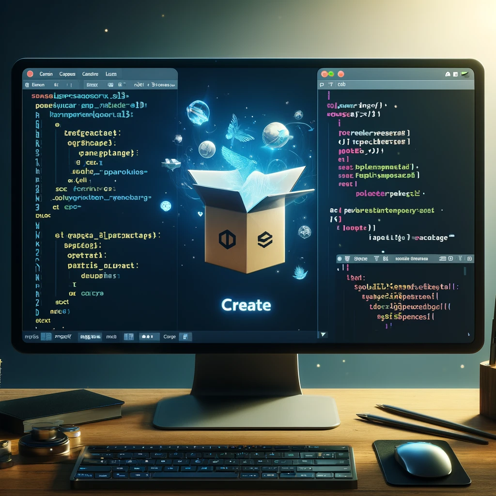 DALL·E 2024 06 09 22.40.54 A realistic computer screen showing the process of creating and publishing a Flutter package. The screen displays a code editor with a Flutter project